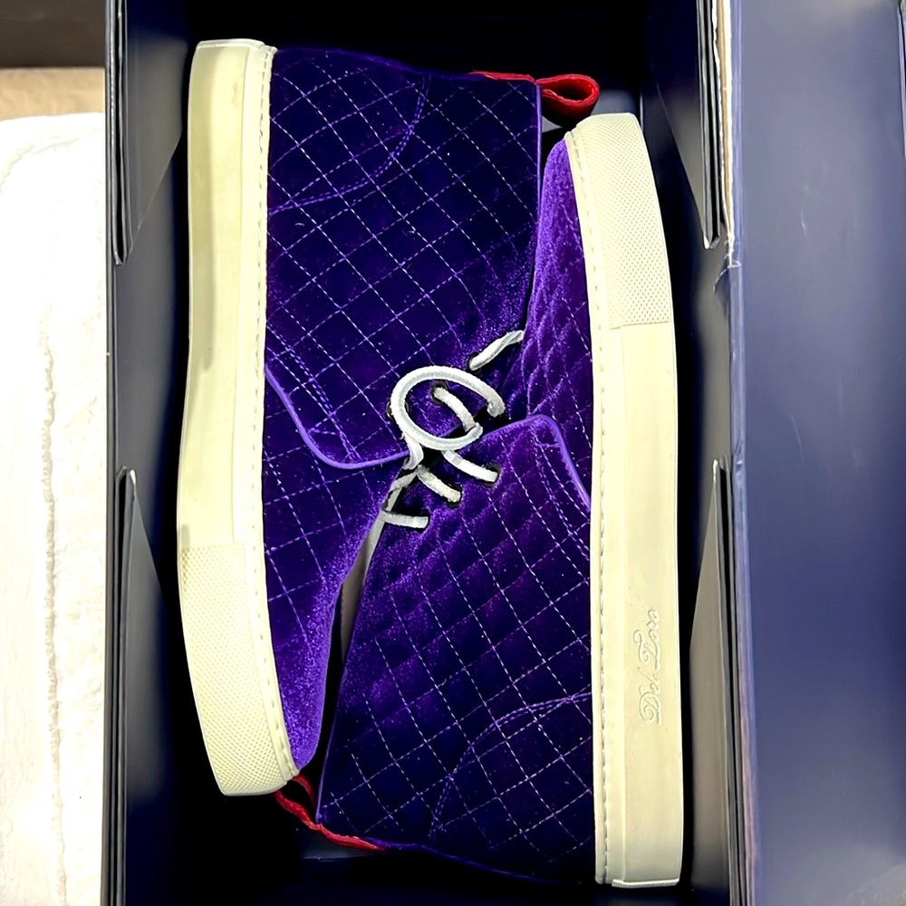 Del Toro Purple Velvet High Top Leather Sneakers